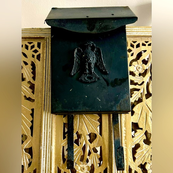 Vintage Other - Vintage - Black Metal Eagle Wall Mount Mailbox for Mail and Newspaper Delivery